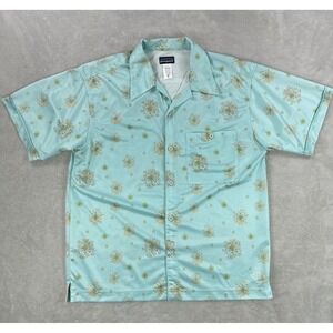 Vintage Patagonia Rythm Shirt Mens Medium Blue Floral Camp Loop Collar Outdoors